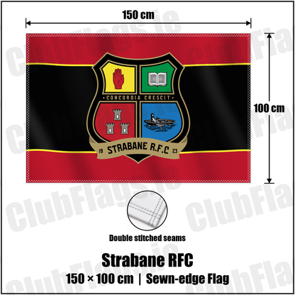 Strabane RFC 100cm x 150cm Flag (sewn on the edges) with the club crest and colours, Tyrone Rugby - ClubFlags.ie