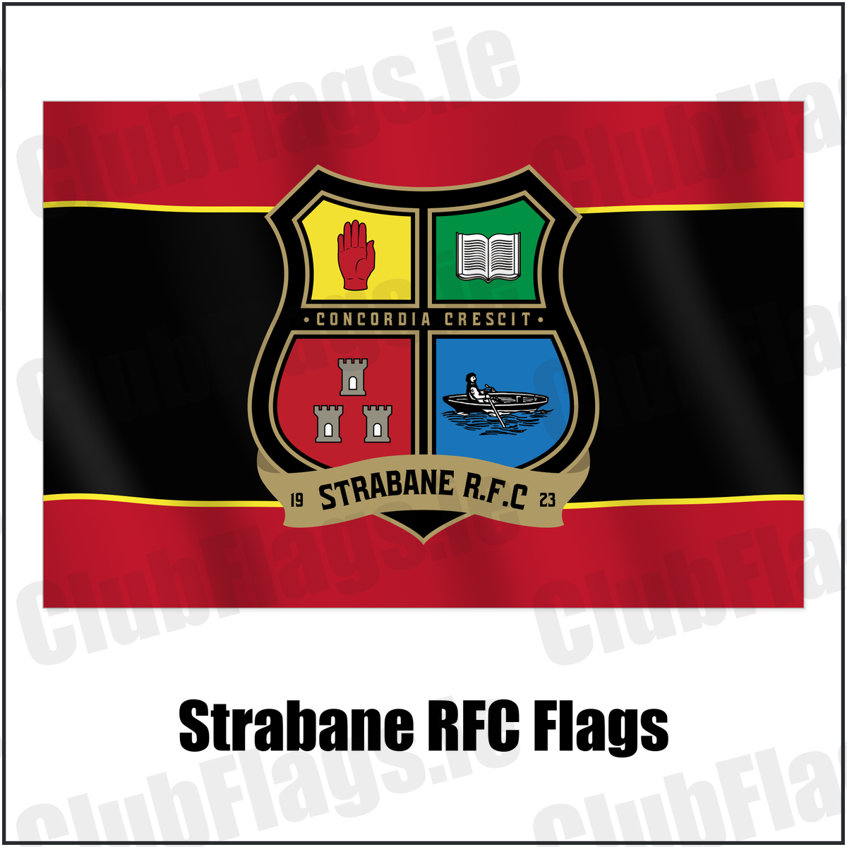 Strabane RFC Flags with the club crest and colours, Tyrone Rugby - ClubFlags.ie