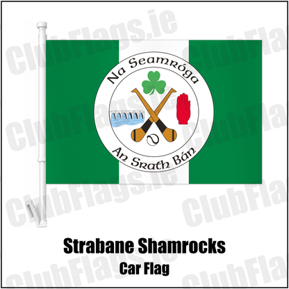 Strabane Shamrocks Car Flag with the club crest and colours, Tyrone GAA - ClubFlags.ie