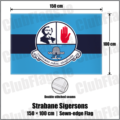 Strabane Sigersons 100cm x 150cm Flag (sewn on the edges) with the club crest and colours, Tyrone GAA - ClubFlags.ie