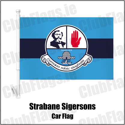Strabane Sigersons Car Flag with the club crest and colours, Tyrone GAA - ClubFlags.ie