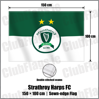 Strathroy Harps FC 100cm x 150cm Flag (sewn on the edges) with the verified club crest and colours, Tyrone Football - ClubFlags.ie