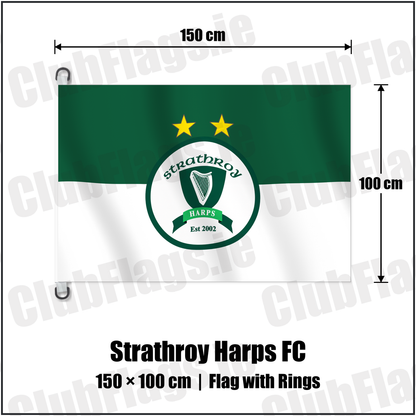 Strathroy Harps FC 150cm x 100cm Flag Pole Flag with Rings with the verified club crest and colours, Tyrone Football - ClubFlags.ie