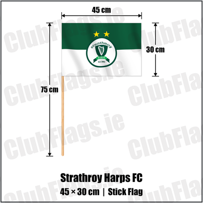 Strathroy Harps FC 30cm x 45cm Stick Flag with the verified club crest and colours, Tyrone Football - ClubFlags.ie