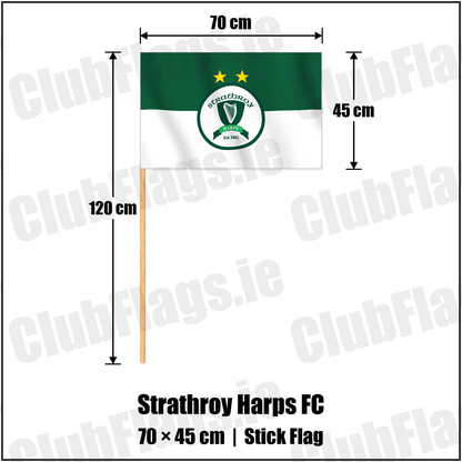 Strathroy Harps FC 45cm x 70cm Stick Flag with the verified club crest and colours, Tyrone Football - ClubFlags.ie