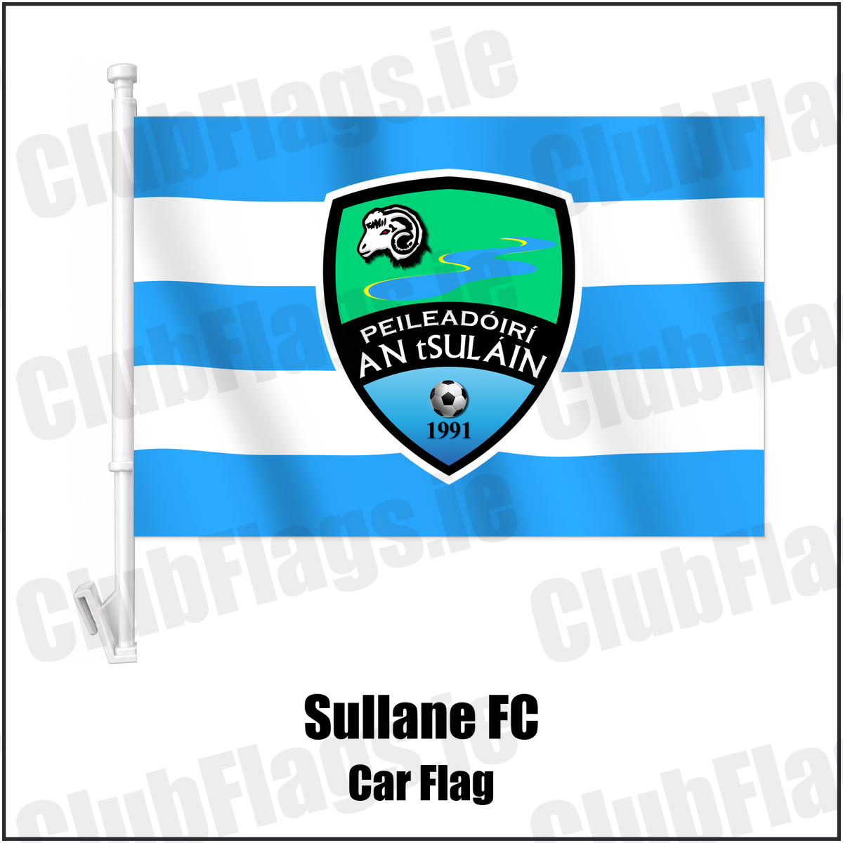 Sullane FC Car Flag with the club crest and colours, Cork Football - ClubFlags.ie