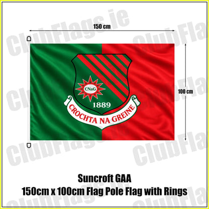 Suncroft GAA 150cm x 100cm Flag Pole Flag with Rings