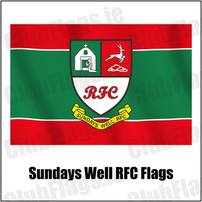 Sundays Well RFC Flags with the club crest and colours, Cork Rugby - ClubFlags.ie