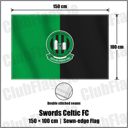 Swords Celtic FC 100cm x 150cm Flag (sewn on the edges) with the club crest and colours, Dublin Football - ClubFlags.ie