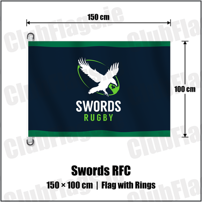 Swords RFC 150cm x 100cm Flag Pole Flag with Rings with the club crest and colours, Dublin Rugby - ClubFlags.ie