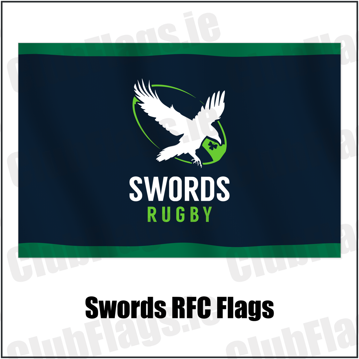 Swords RFC Flags with the club crest and colours, Dublin Rugby - ClubFlags.ie