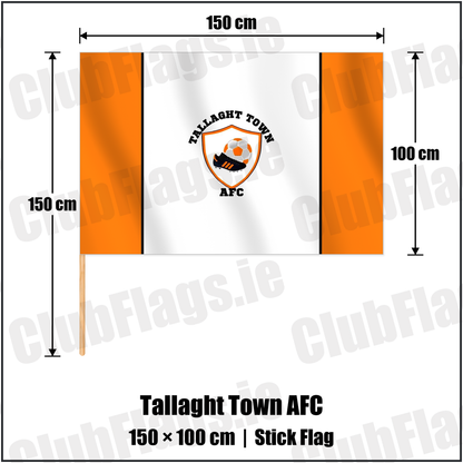 Tallaght Town AFC 100cm x 150cm Stick Flag with the club crest and colours, Dublin Football - ClubFlags.ie