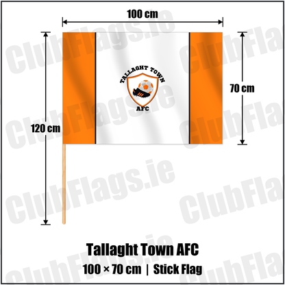 Tallaght Town AFC 70cm x 100cm Stick Flag with the club crest and colours, Dublin Football - ClubFlags.ie