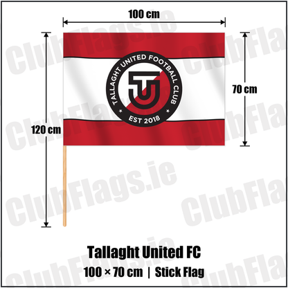 Tallaght United FC 70cm x 100cm Stick Flag with the club crest and colours, Dublin Football - ClubFlags.ie