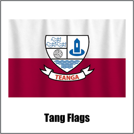 Tang Flags, featuring the club crest and maroon and white colours; County Westmeath GAA. ClubFlags.ie.