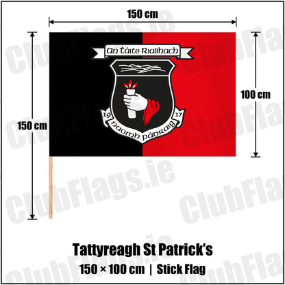 Tattyreagh St Patrick’s 100cm x 150cm Stick Flag with the club crest and colours, Tyrone GAA - ClubFlags.ie