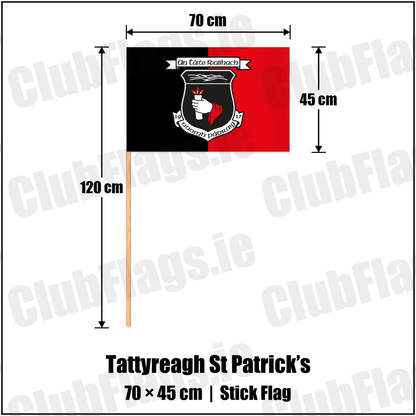 Tattyreagh St Patrick’s 45cm x 70cm Stick Flag with the club crest and colours, Tyrone GAA - ClubFlags.ie