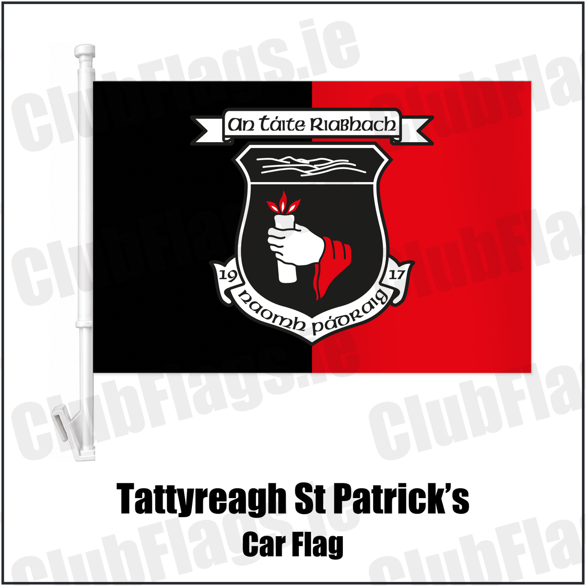 Tattyreagh St Patrick’s Car Flag with the club crest and colours, Tyrone GAA - ClubFlags.ie