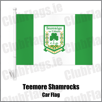 Teemore Shamrocks Car Flag with the club crest and colours, Fermanagh GAA - ClubFlags.ie