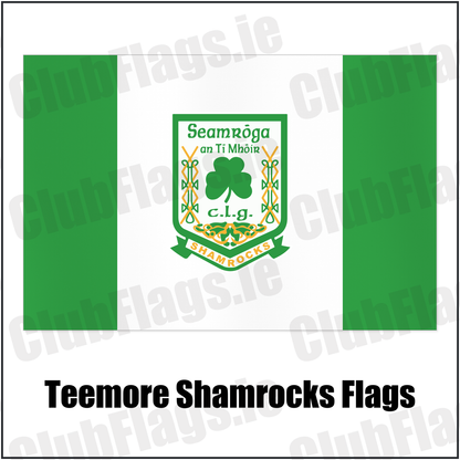 Teemore Shamrocks Flags with the club crest and colours, Fermanagh GAA - ClubFlags.ie