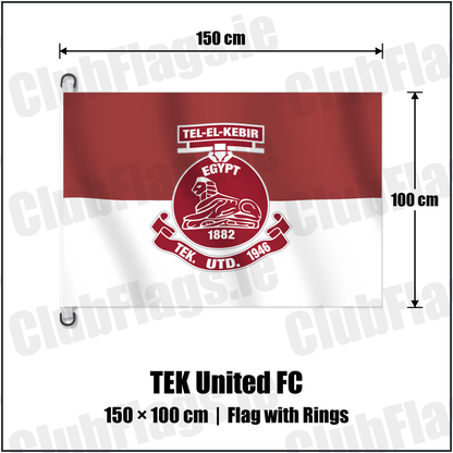 TEK United FC 150cm x 100cm Flag Pole Flag with Rings with the verified club crest and colours, Dublin Football - ClubFlags.ie