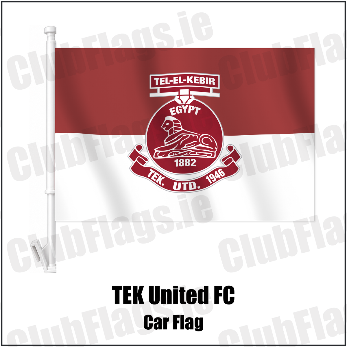 TEK United FC Car Flag with the verified club crest and colours, Dublin Football - ClubFlags.ie
