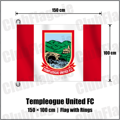 Templeogue United FC 150cm x 100cm Flag Pole Flag with Rings with the club crest and colours, Dublin Football - ClubFlags.ie