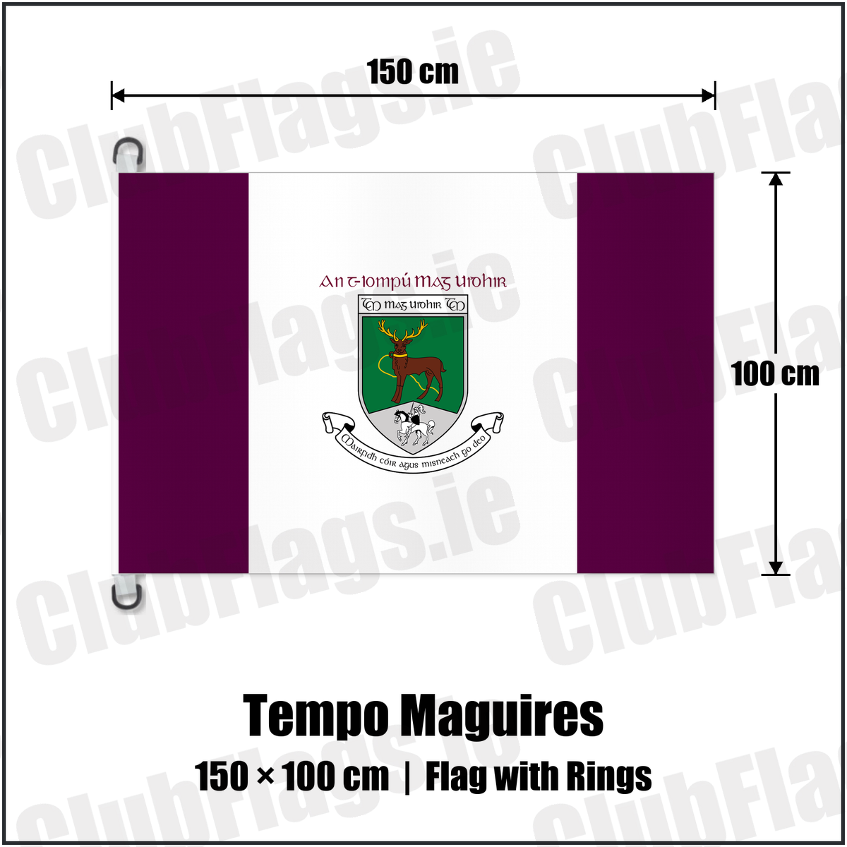 Tempo Maguires 150cm x 100cm Flag Pole Flag with Rings with the club crest and colours, Fermanagh GAA - ClubFlags.ie