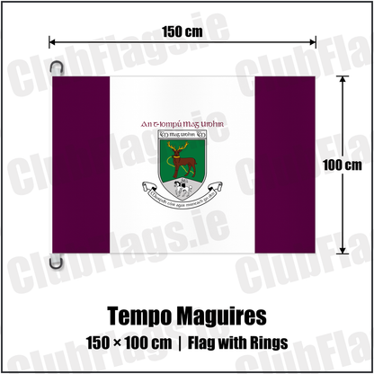 Tempo Maguires 150cm x 100cm Flag Pole Flag with Rings with the club crest and colours, Fermanagh GAA - ClubFlags.ie