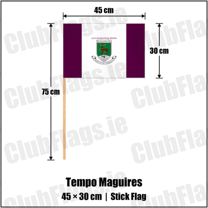 Tempo Maguires 30cm x 45cm Stick Flag with the club crest and colours, Fermanagh GAA - ClubFlags.ie