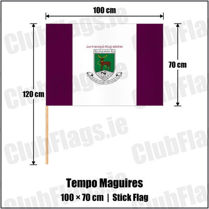 Tempo Maguires 70cm x 100cm Stick Flag with the club crest and colours, Fermanagh GAA - ClubFlags.ie