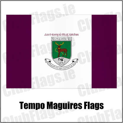 Tempo Maguires Flags with the club crest and colours, Fermanagh GAA - ClubFlags.ie