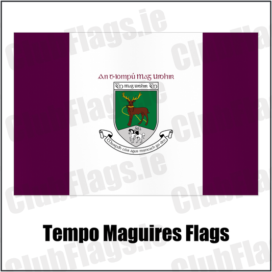 Tempo Maguires Flags with the club crest and colours, Fermanagh GAA - ClubFlags.ie