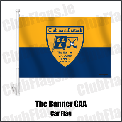 The Banner GAA Car Flag with the verified club crest and colours, Clare GAA - ClubFlags.ie