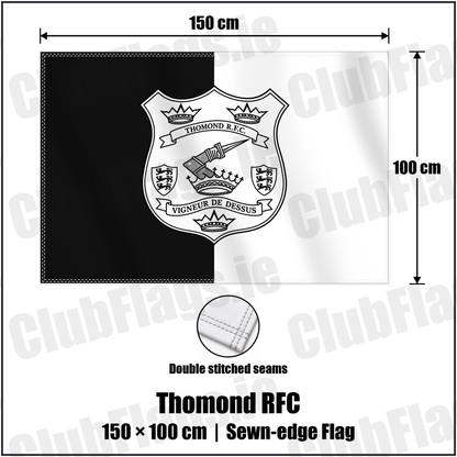 Thomond RFC 100cm x 150cm Flag (sewn on the edges) with the verified club crest and colours, Limerick Rugby - ClubFlags.ie