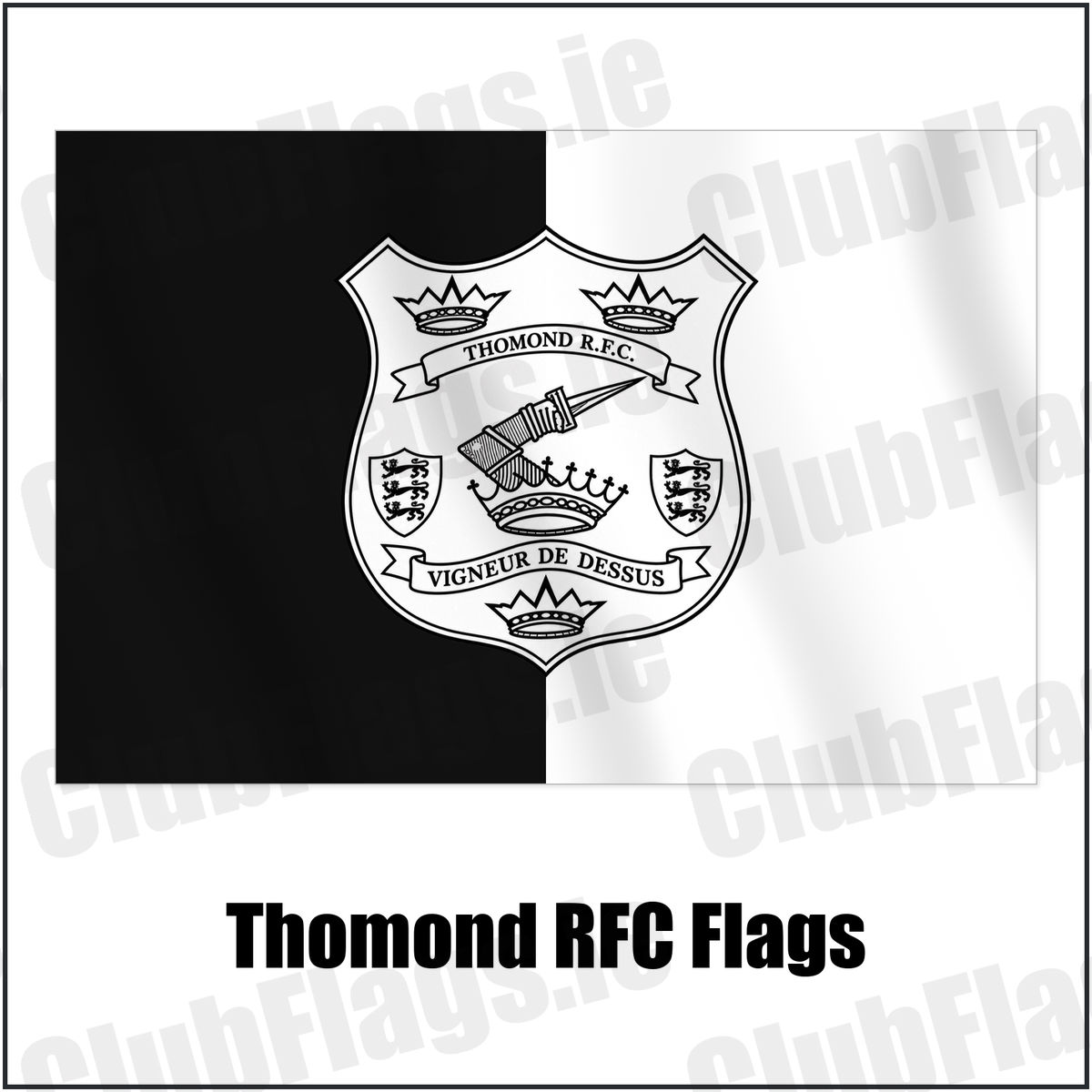 Thomond RFC Flags with the verified club crest and colours, Limerick Rugby - ClubFlags.ie