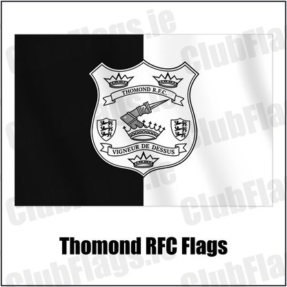Thomond RFC Flags with the verified club crest and colours, Limerick Rugby - ClubFlags.ie
