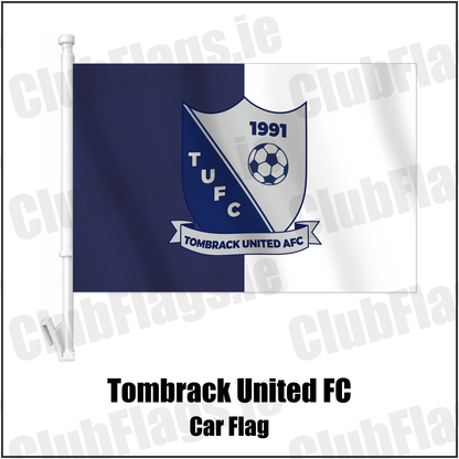 Tombrack United FC Car Flag with the verified club crest and colours, Wexford Football - ClubFlags.ie