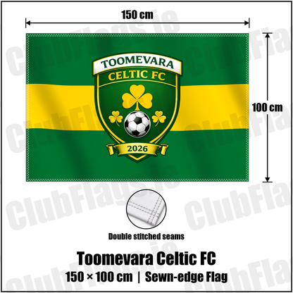 Toomevara Celtic FC 100cm x 150cm Flag (sewn on the edges) with the club crest and colours, Tipperary Football - ClubFlags.ie