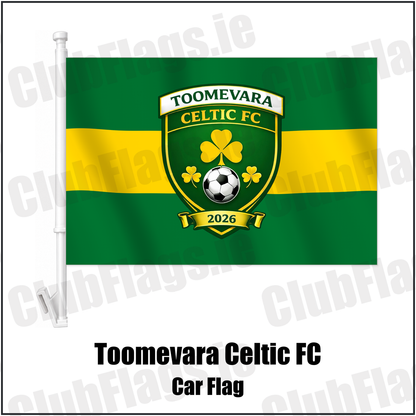Toomevara Celtic FC Car Flag with the club crest and colours, Tipperary Football - ClubFlags.ie