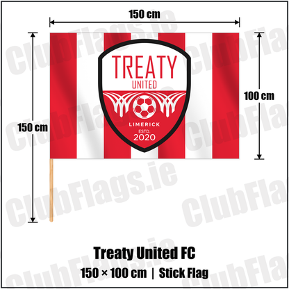 Treaty United FC 100cm x 150cm Stick Flag with the club crest and colours, Limerick Football - ClubFlags.ie