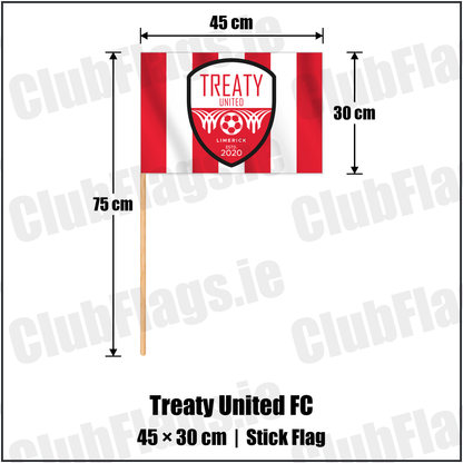 Treaty United FC 30cm x 45cm Stick Flag with the club crest and colours, Limerick Football - ClubFlags.ie