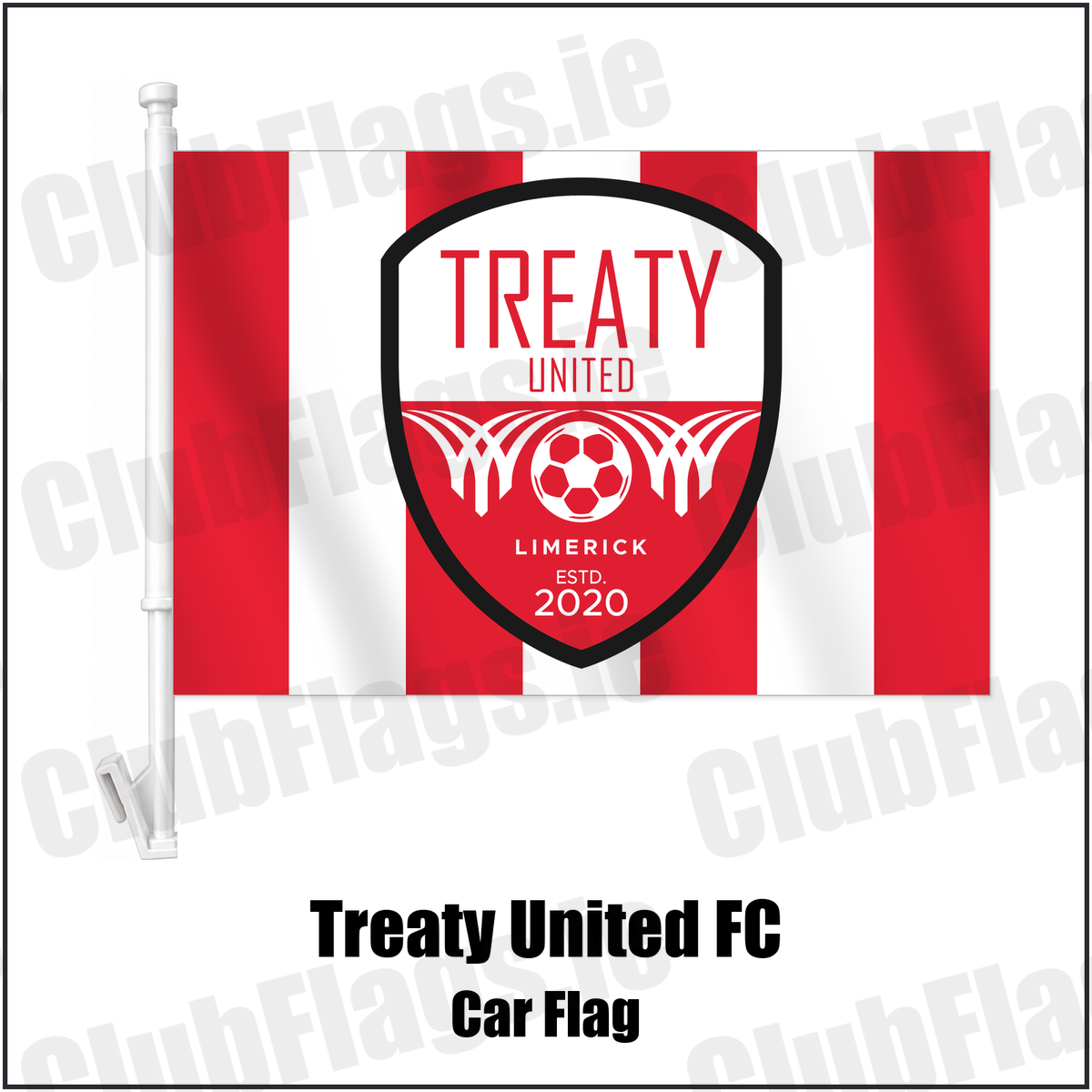 Treaty United FC Car Flag with the club crest and colours, Limerick Football - ClubFlags.ie