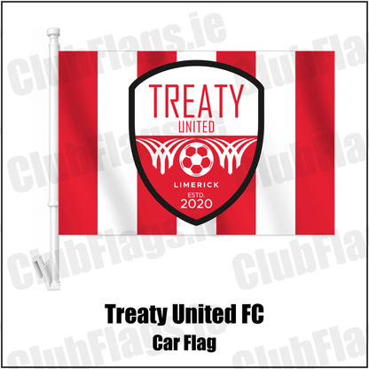 Treaty United FC Car Flag with the club crest and colours, Limerick Football - ClubFlags.ie
