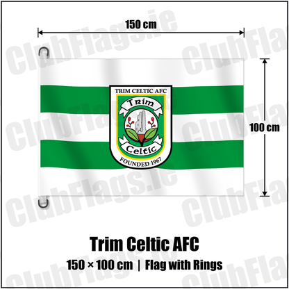 Trim Celtic AFC 150cm x 100cm Flag Pole Flag with Rings with the club crest and colours, Meath Football - ClubFlags.ie