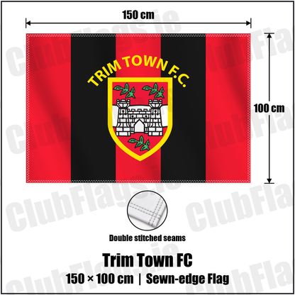 Trim Town FC 100cm x 150cm Flag (sewn on the edges) with the club crest and colours, Meath Football - ClubFlags.ie
