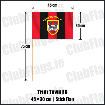 Trim Town FC 30cm x 45cm Stick Flag with the club crest and colours, Meath Football - ClubFlags.ie