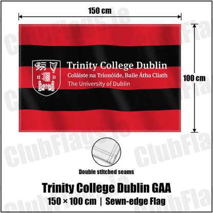 Trinity College Dublin GAA 100cm x 150cm Flag (sewn on the edges) with the club crest and colours, Dublin GAA - ClubFlags.ie