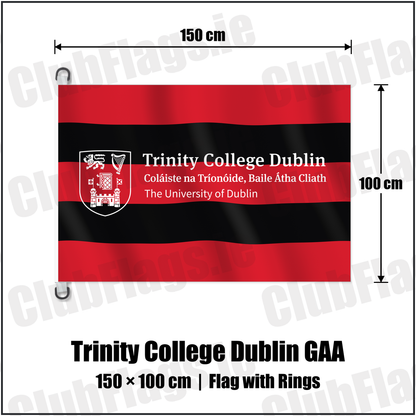 Trinity College Dublin GAA 150cm x 100cm Flag Pole Flag with Rings with the club crest and colours, Dublin GAA - ClubFlags.ie