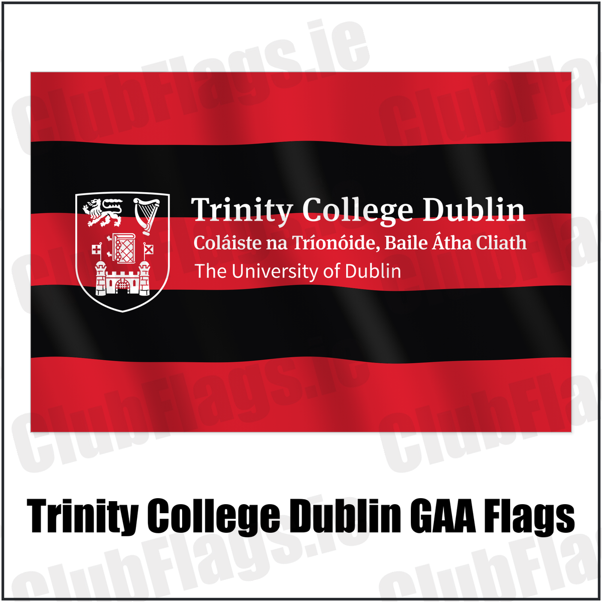 Trinity College Dublin GAA Flags with the club crest and colours, Dublin GAA - ClubFlags.ie
